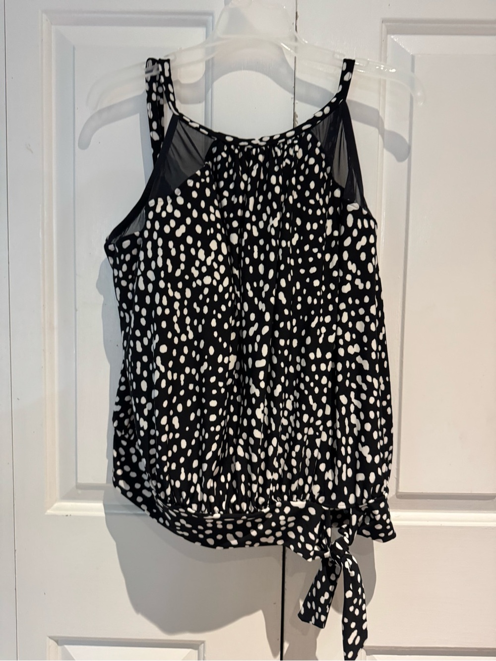 Polka Dot Tie-Hem Swim Tankini Top with adjustable Straps